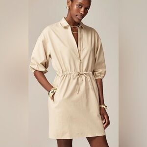 JCrew Elegant Cream Cinched Zip up Shirt Dress. Never Worn!!